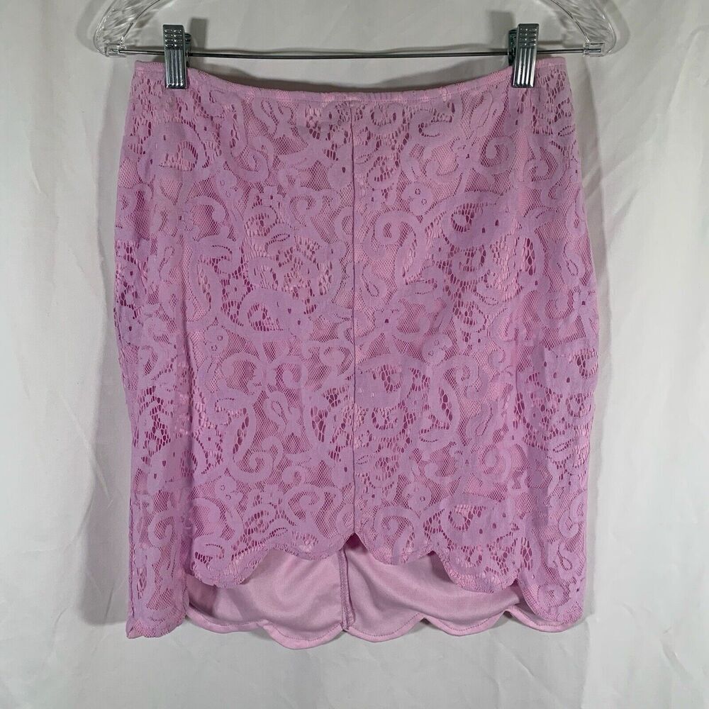 Tobi Mini Skirt Women's Large Purple Lace Overlay Zip Back